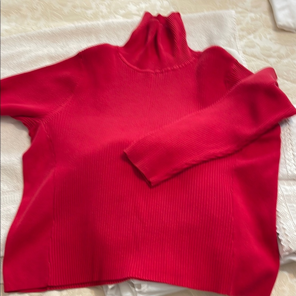 Coldwater Creek Red Ribbed turtleneck